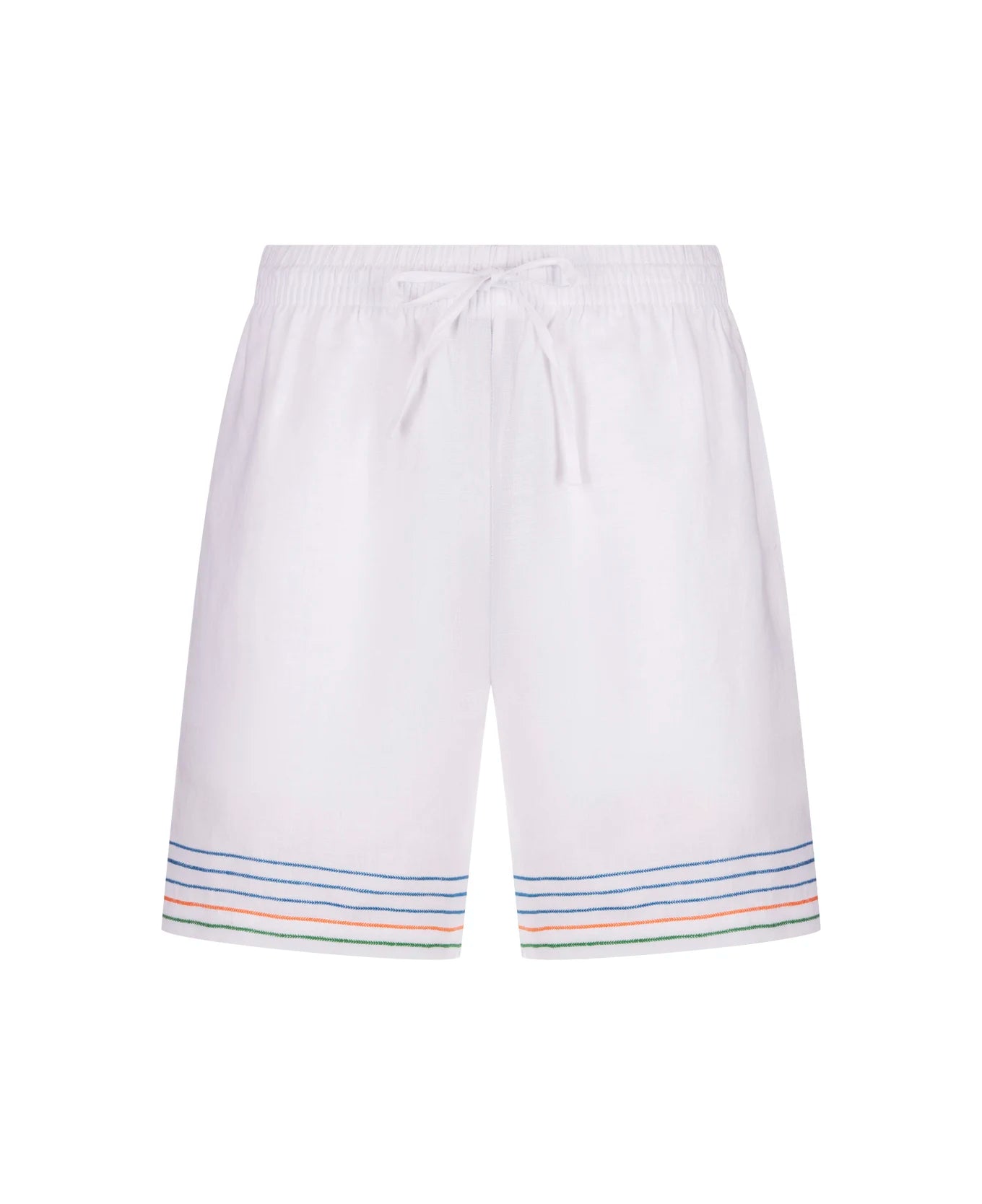 CASABLANCA EMBROIDERED LINEN SHORTS