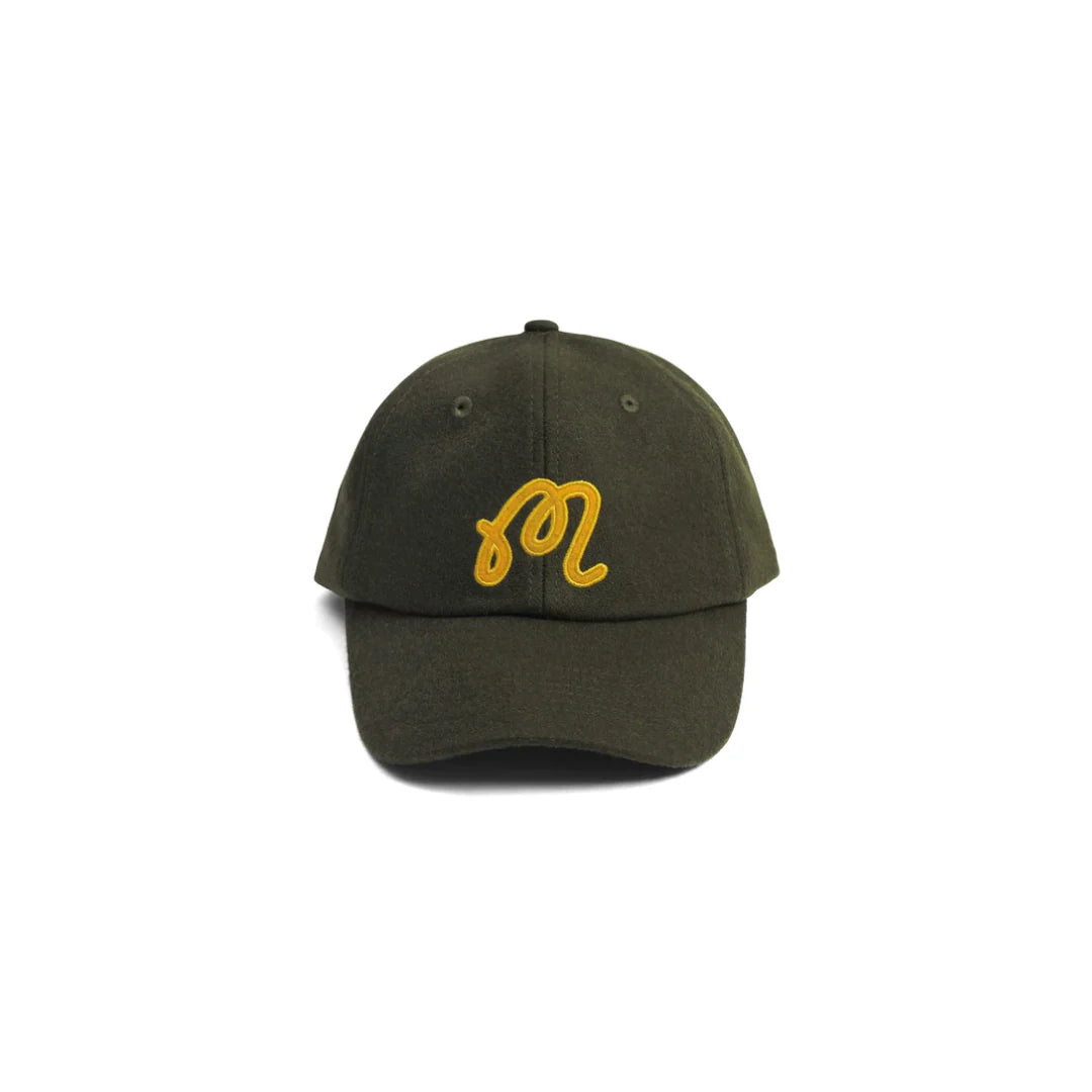 MALBON M SCRIPT WOOL STRAPBACK HAT