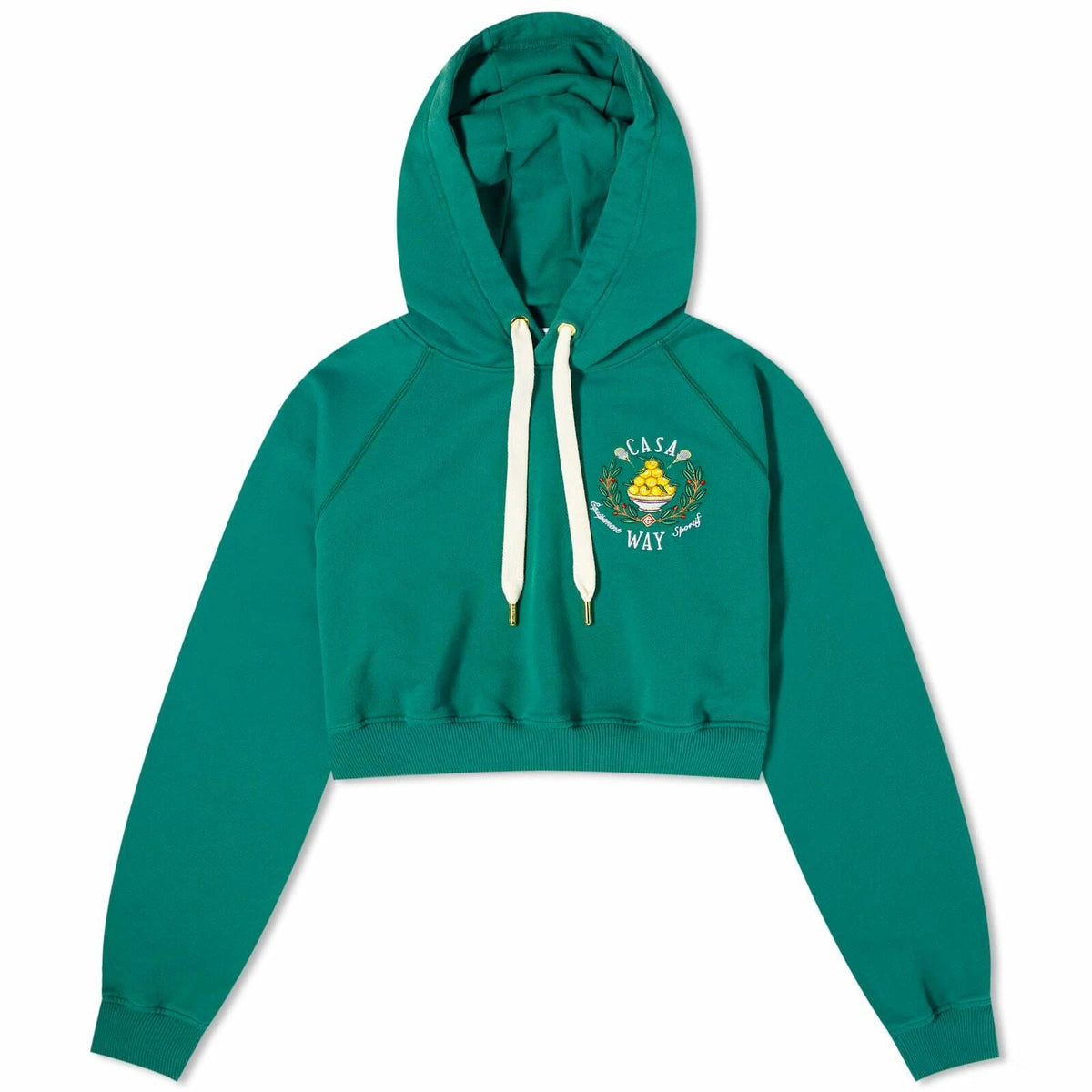 CASABLANCA CASA WAY EMBROIDERED CROPPED HOODIE