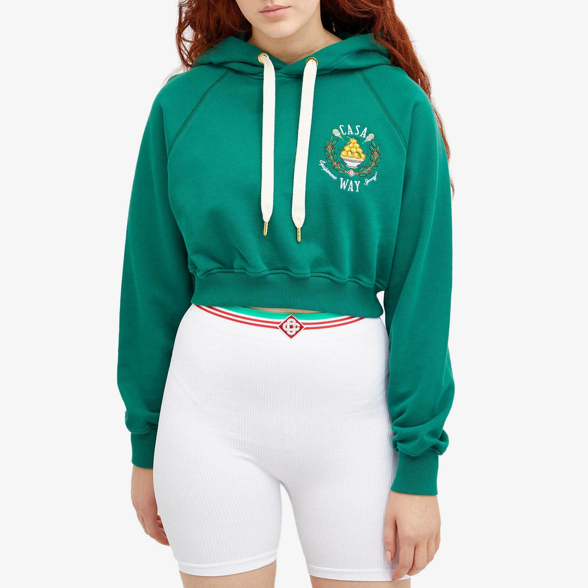 CASABLANCA CASA WAY EMBROIDERED CROPPED HOODIE