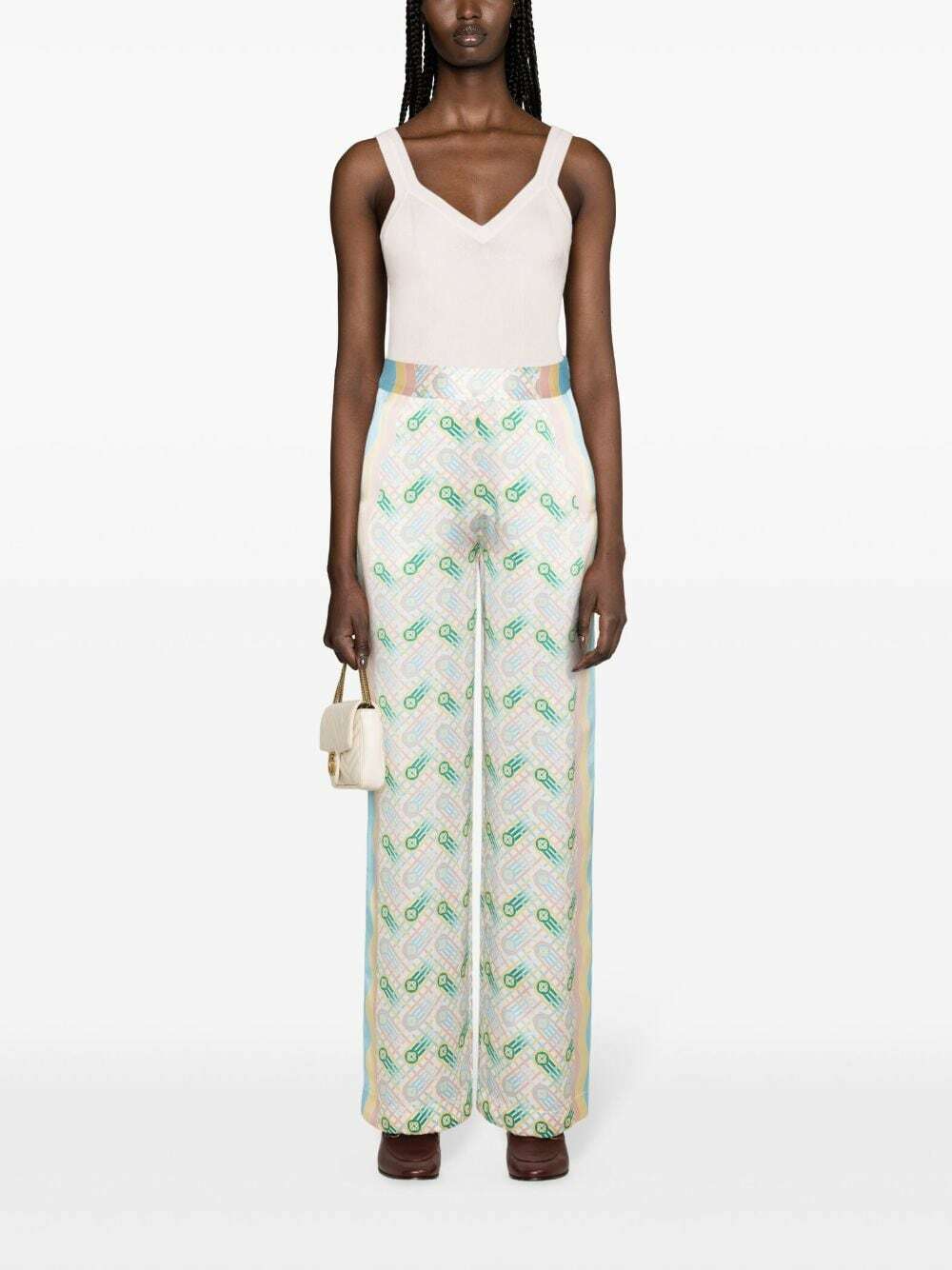 CASABLANCA PRINTED STRAIGHT LEG TROUSERS