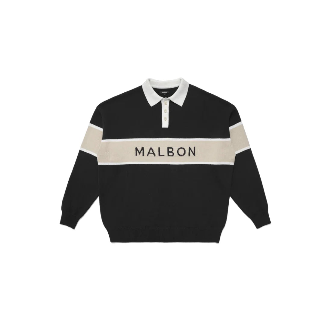 MALBON BLOCK LONG SLEEVE KNIT POLO