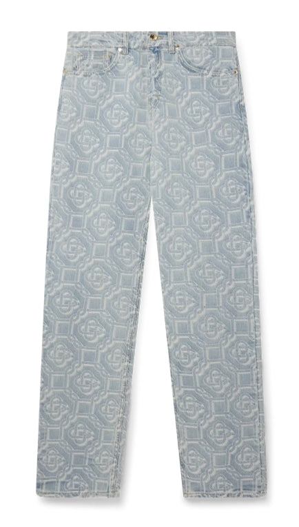 CASABLANCA MONOGRAM JACQUARD STRAIGHT LEG JEANS