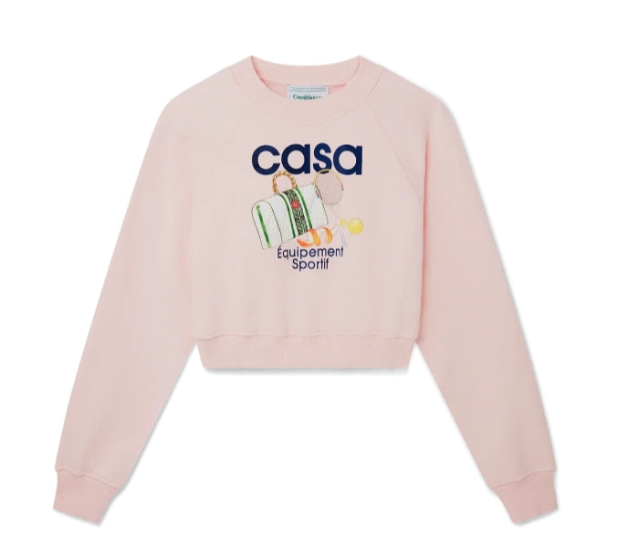 CASABLANCA EQUIPEMENT SPORTIF PRINTED CROPPED SWEATSHIRT