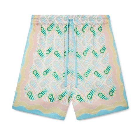 CASABLANCA SILK SATIN PRINTED SILK SHORTS