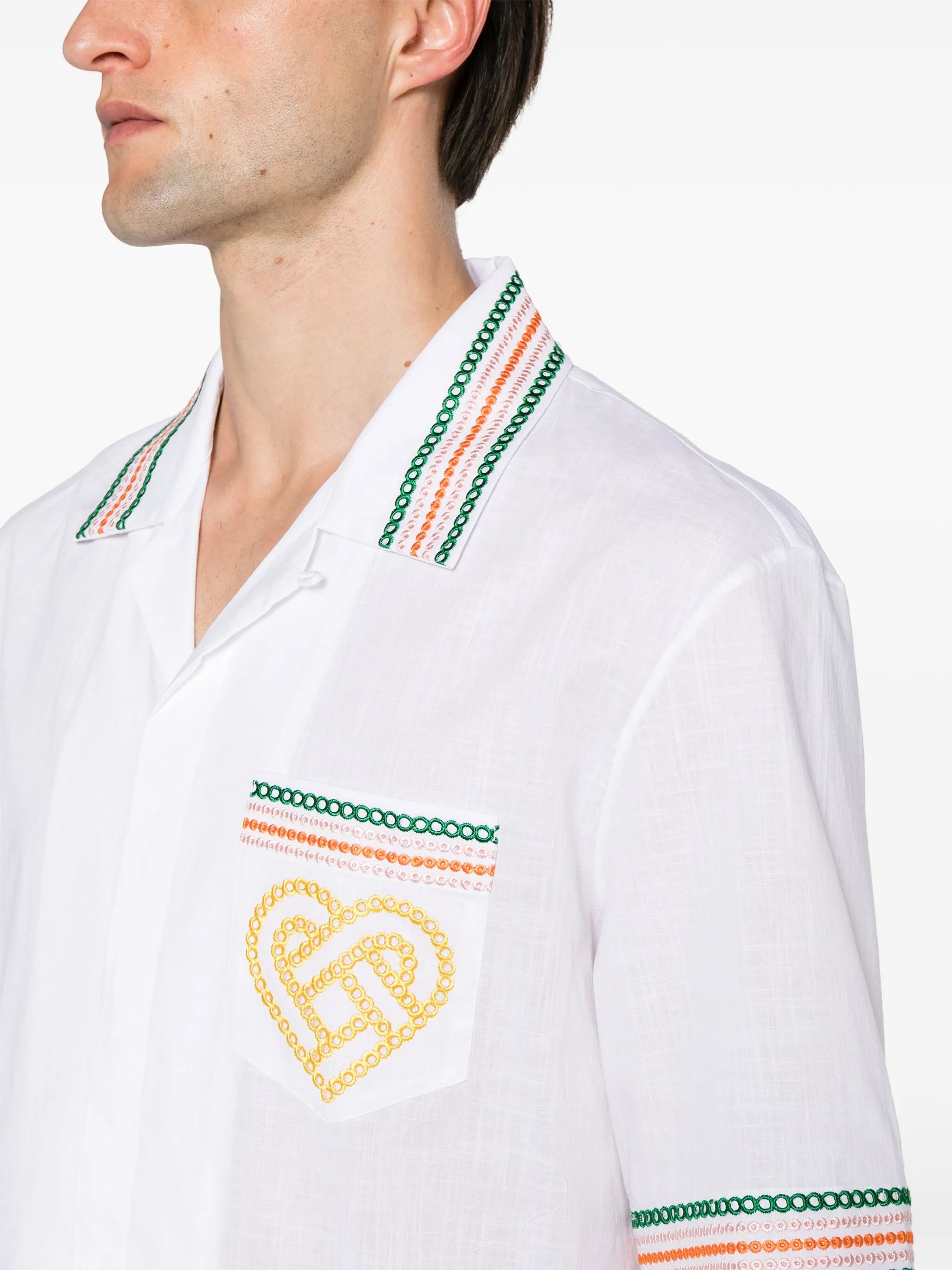 CASABLANCA BRODERIE ANGLAISE GRADIENT HEARTS COTTON SHIRT