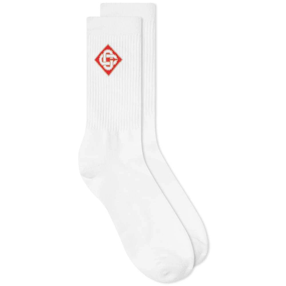 CASABLANCA ROUND LOGO RIBBED SPORT SOCK