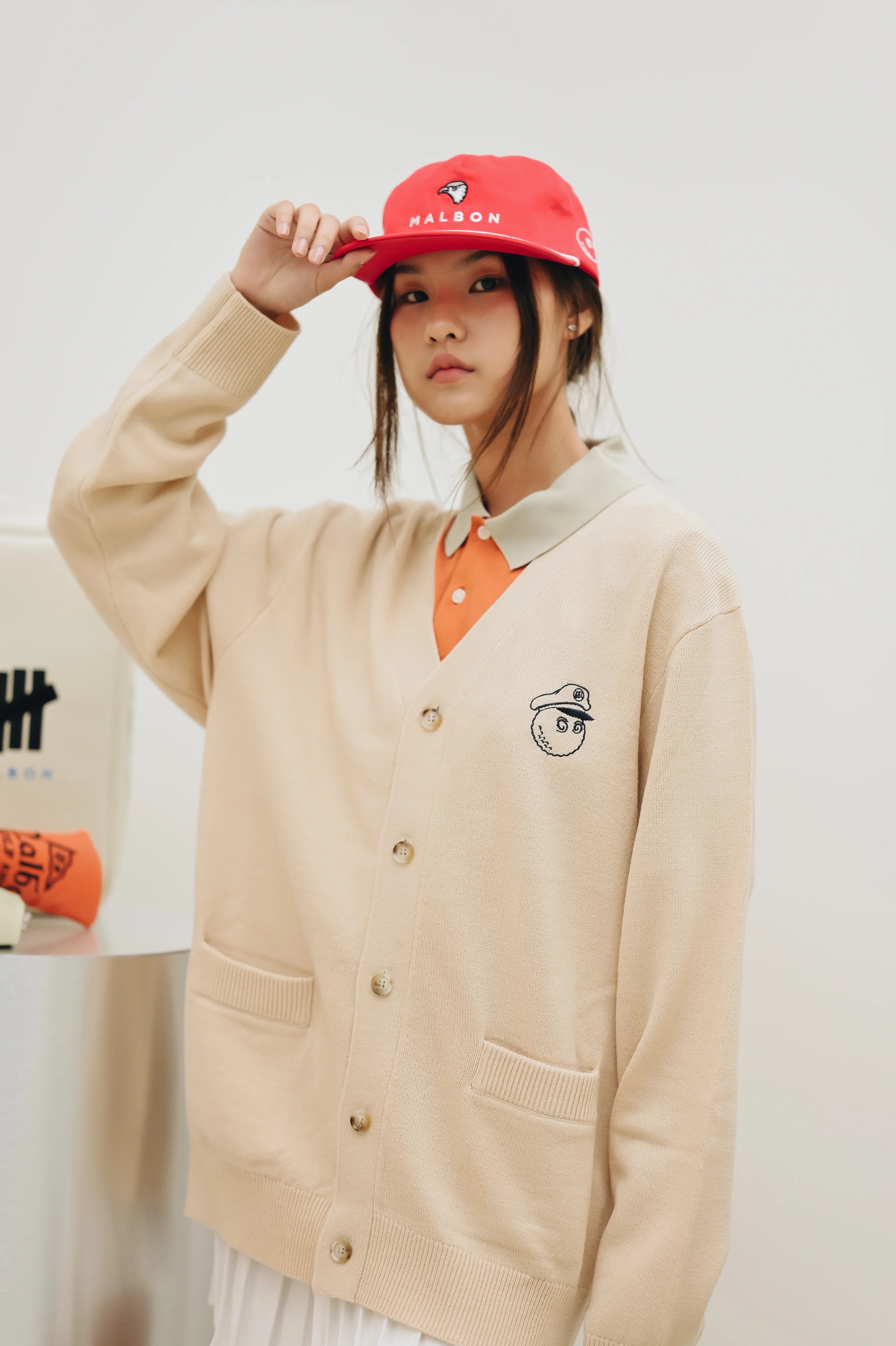 MALBON YACHT CLUB CARDIGAN (SAND, L)