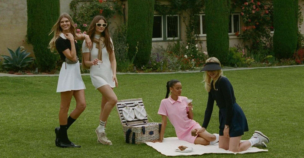 Malbon Golf Women Dress in white, pink and black color