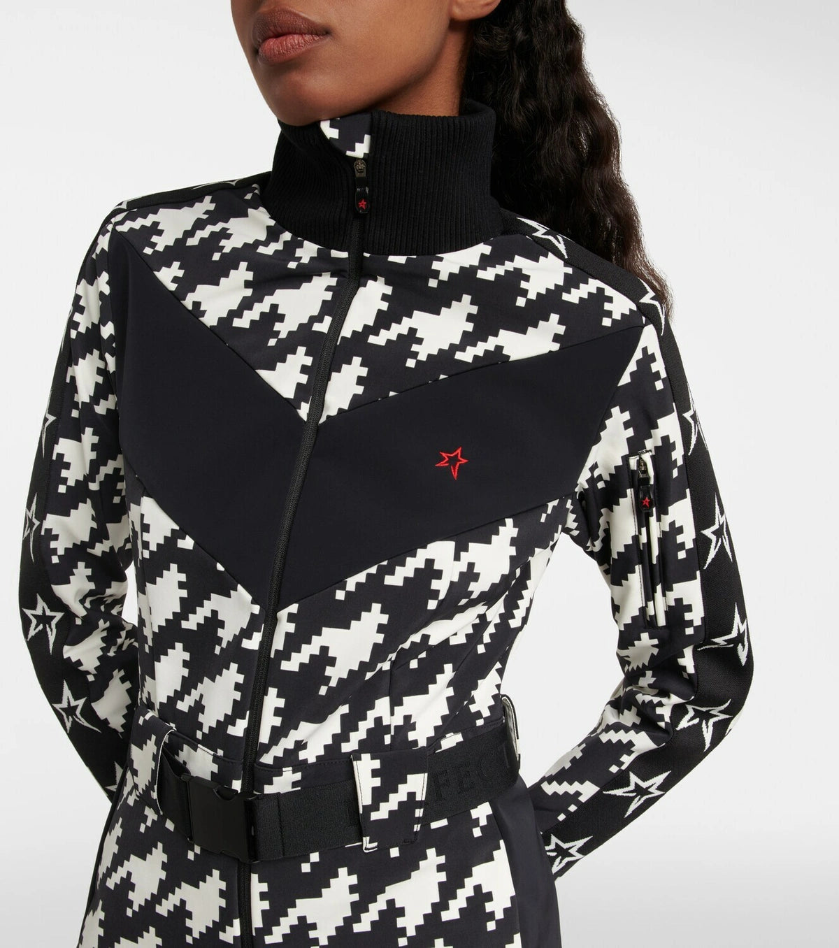 PERFECT MOMENT RYDER SKI ONE PIECE SKI SUIT (HOUNDSTOOTH BLACK/SNOW WHITE, S)