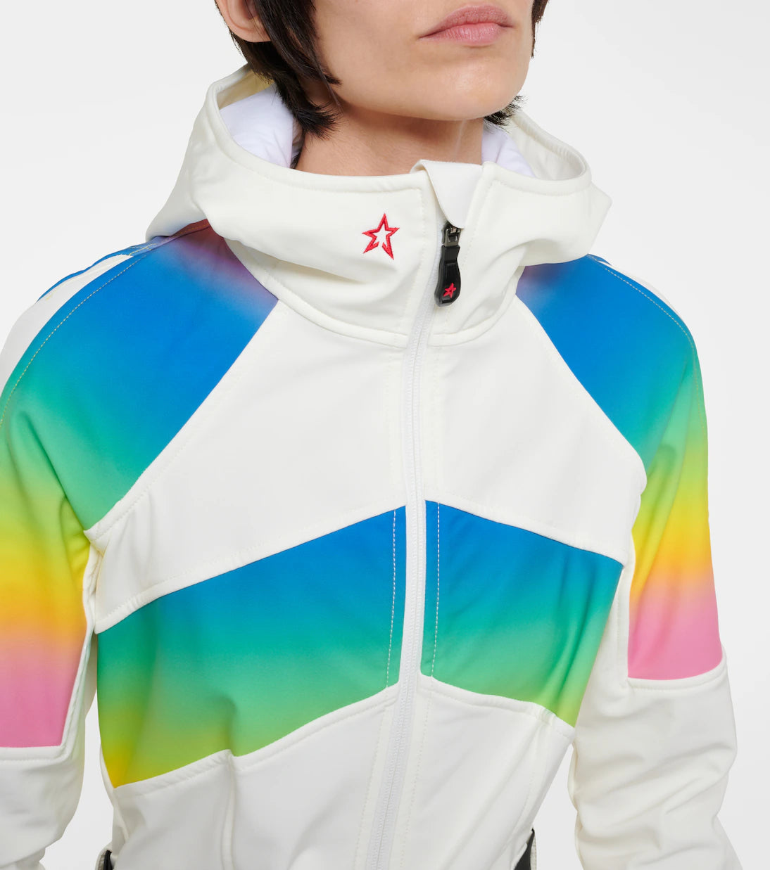 PERFECT MOMENT TIGNES ONE PIECE SKI SUIT (SNOW WHITE/GRADIENT RAINBOW, XS)