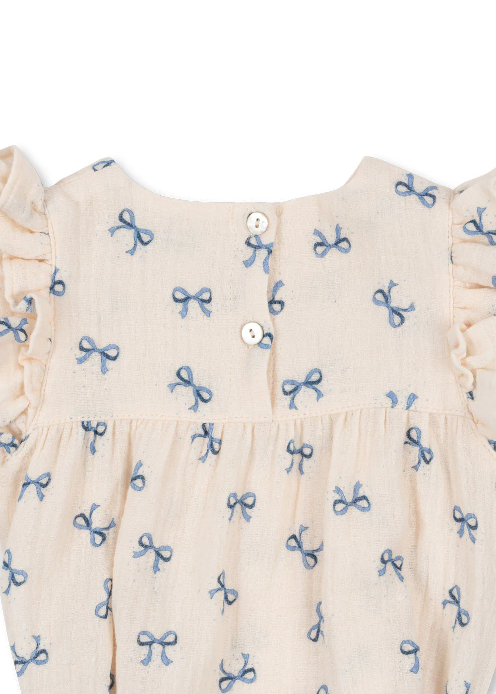 KONGES SLOEJD COCO ROMPER GOTS (BOW BLEU,SIZE 6M)