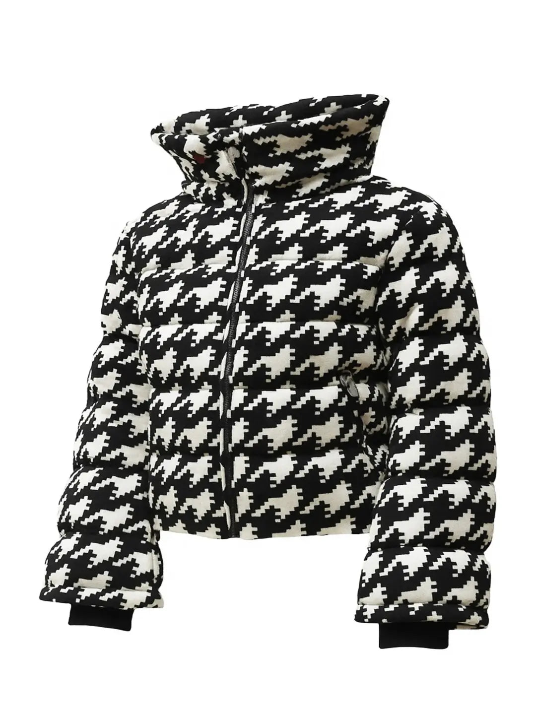 PERFECT MOMENT FLARE POLYWOOL JACKET (HOUNDSTOOTH BLACK/SNOW WHITE, M)