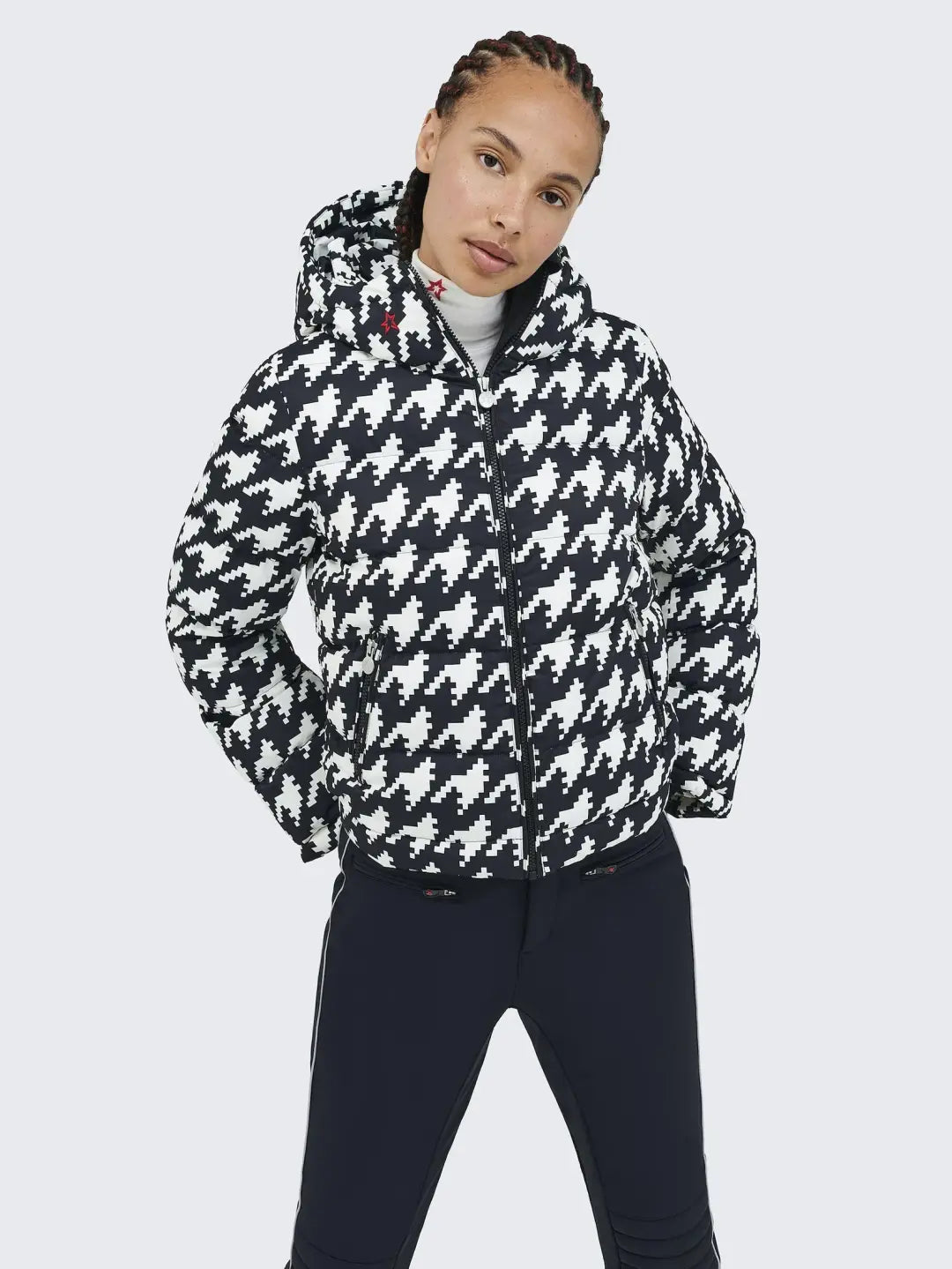 PERFECT MOMENT POLAR FLARE II JACKET (HOUNDSTOOTH BLACK/SNOW WHITE, XS)