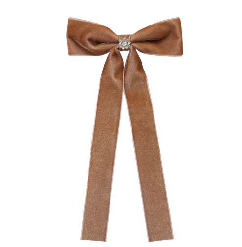 EMI JAY ICONIC VELVET BOW BARRETE IN MOCHA MOUSSE