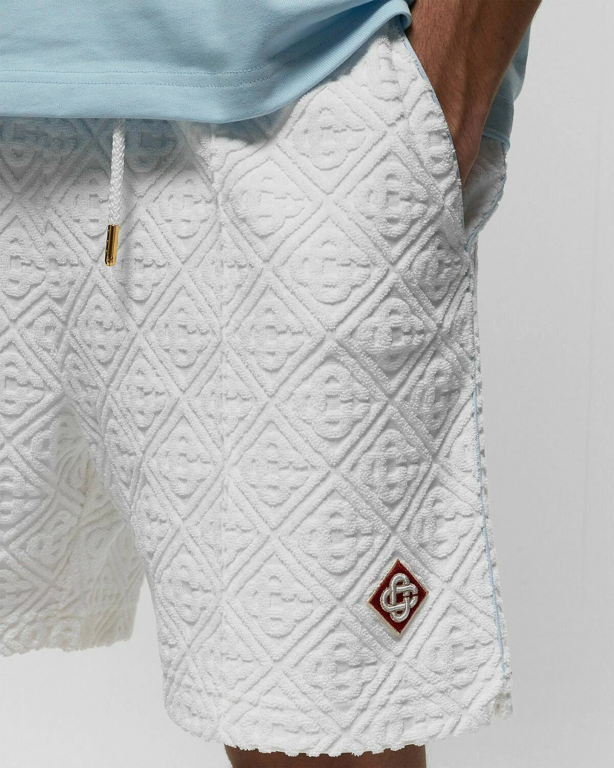 CASABLANCA MENS JACQUARD MONOGRAM TOWELLING TRACK SHORTS