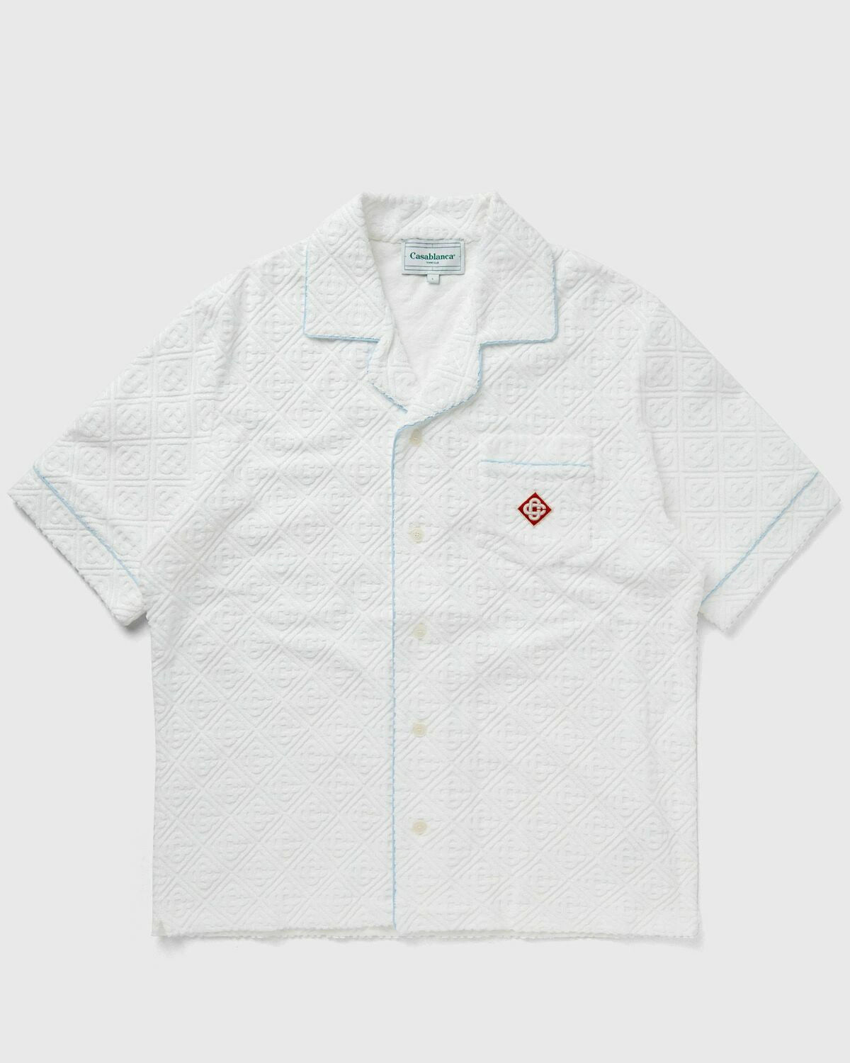 CASABLANCA MENS JACQUARD MONOGRAM TOWELLING SHIRT	WHITE
