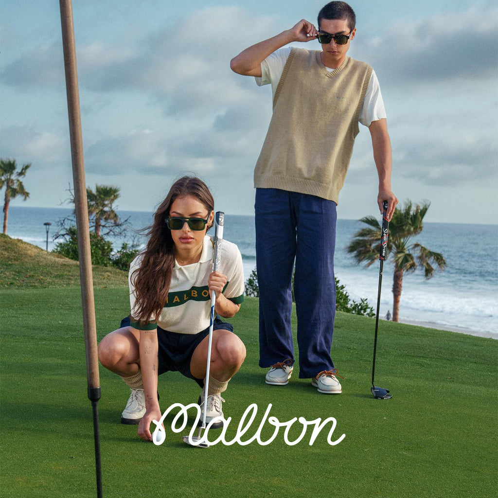Malbon Golf Clothing Women & Men wearing Golf Top and Pants